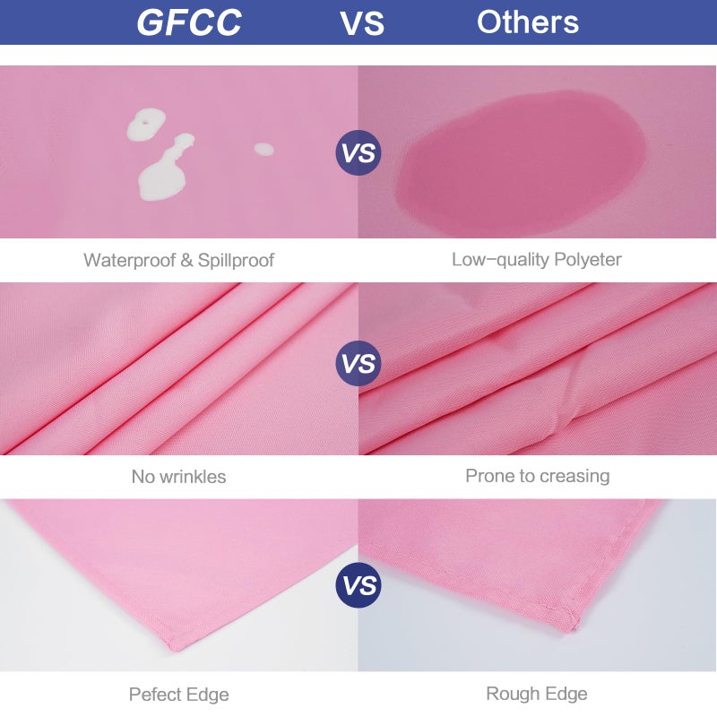 GFCC 54x54'' Pink Polyester Tablecloth Christmas Square Table Cloth Washable Polyester Wedding Party Buffet Table Birthday Party Supplies Decoration - Image 2